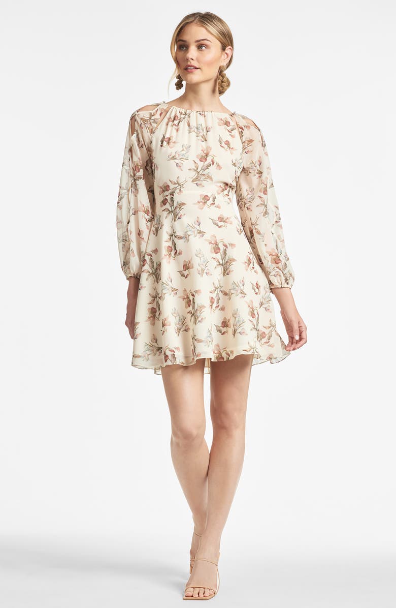 Sachin & Babi Bevvy Floral Long Sleeve Chiffon Dress, Alternate, color, 