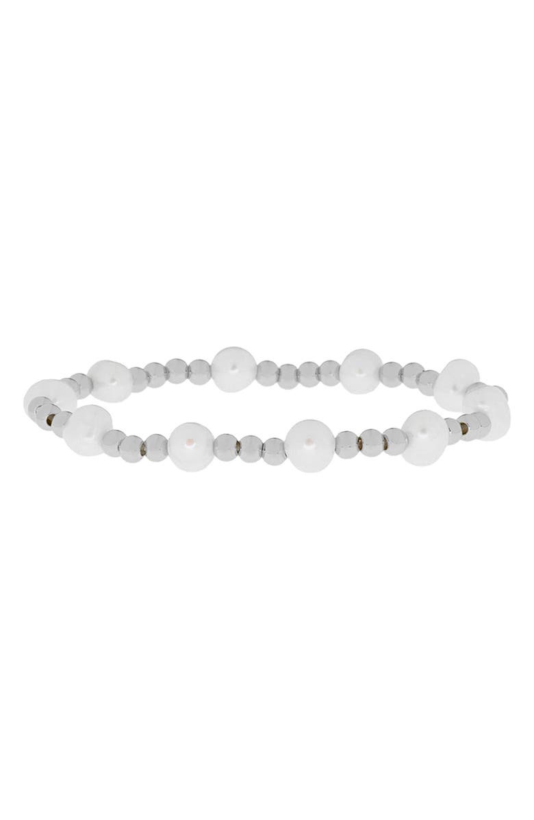 MARLYN SCHIFF Mellie Cultured Pearl & Bead Stretch Bracelet, Main, color,