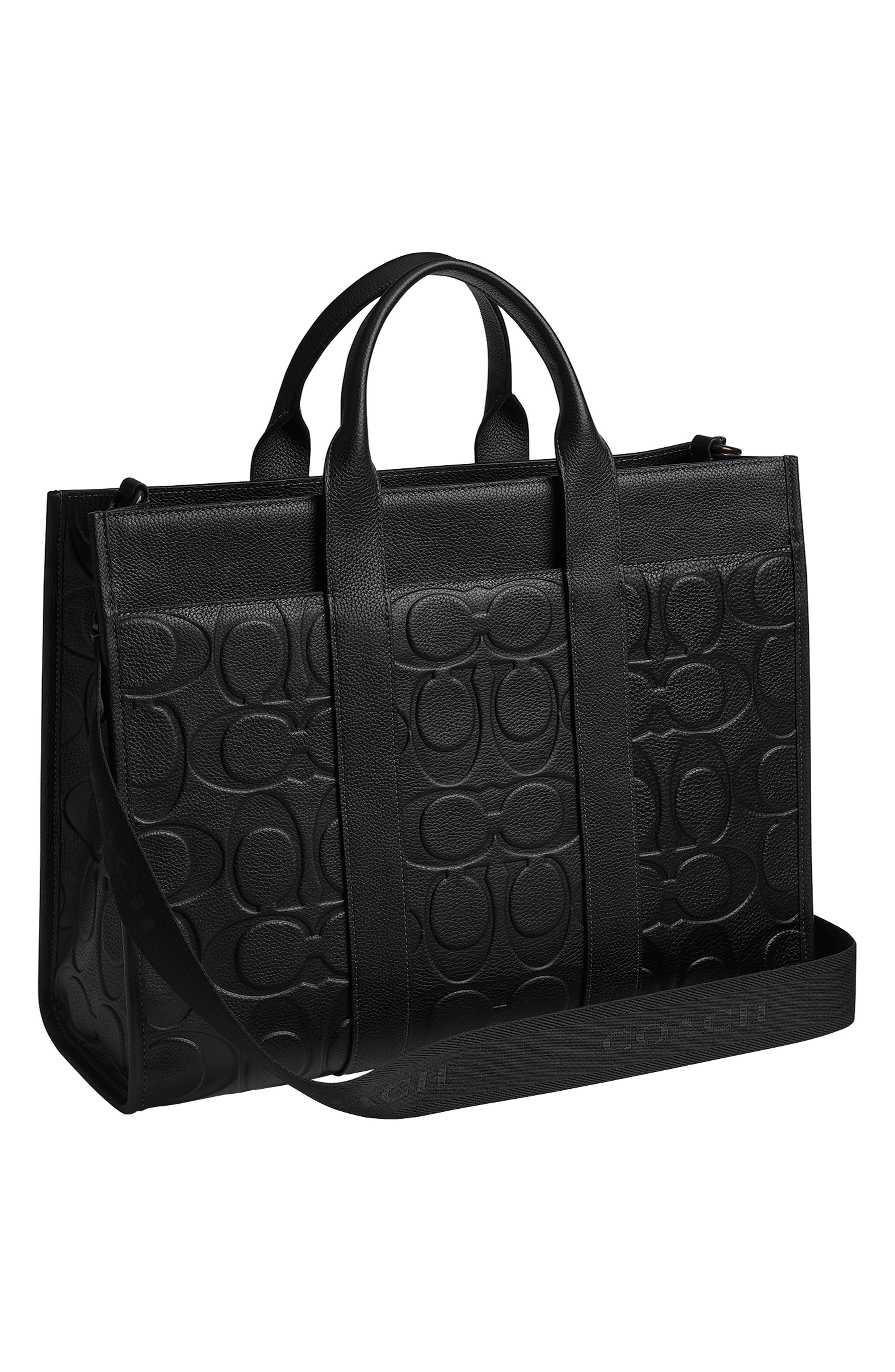 COACH Wesley Maxi Signature Embossed Leather Tote, Alternate, color, 