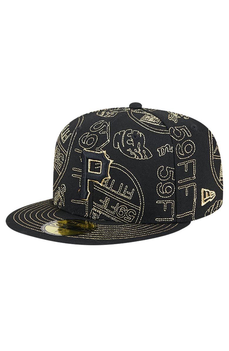 New Era Men's New Era Black Pittsburgh Pirates 59FIFTY Day Allover Fitted Hat, Main, color, Black