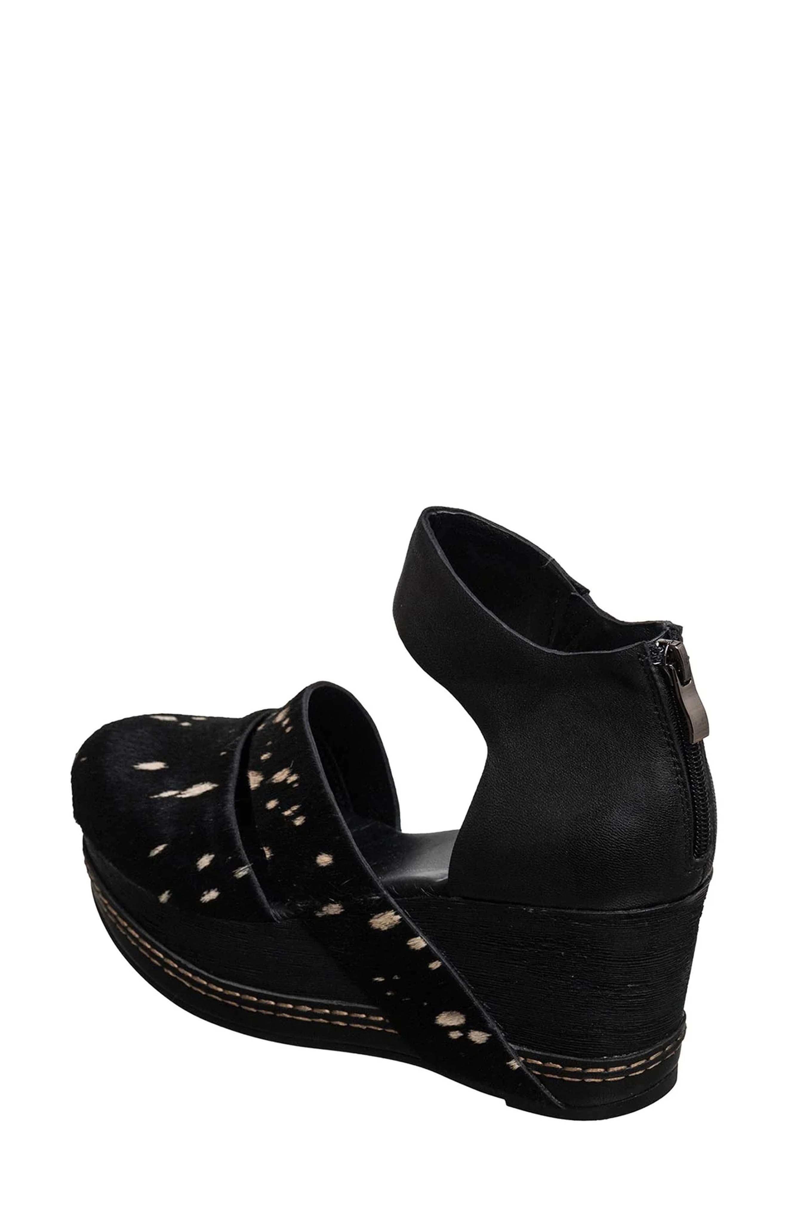 ANTELOPE Ramos Genuine Calf Hair Platform Wedge Sandal, Alternate, color, Black