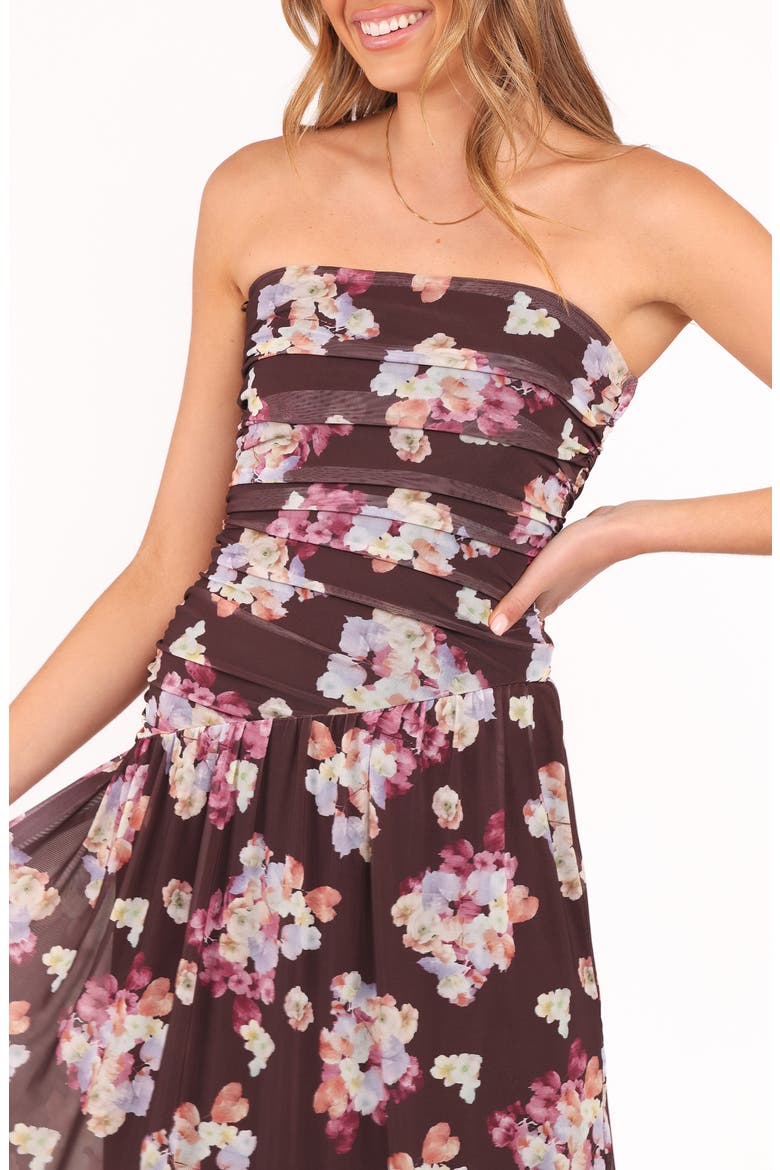 Calypso Floral Strapless Mesh Maxi Dress, Alternate, color, PURPLE FLORAL