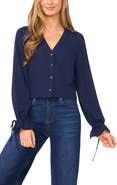 CeCe Tie Cuff Button-Up Top