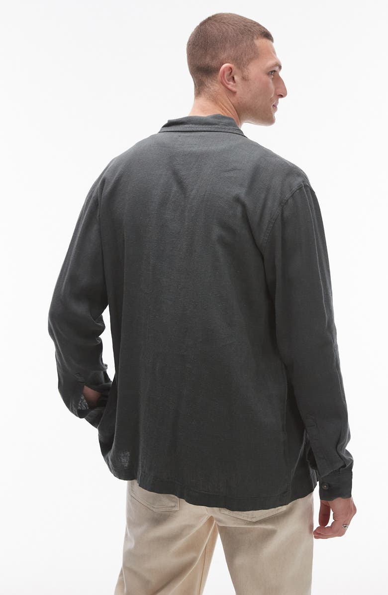 Topman Floral Embroidered Linen Blend Button-Up Shirt, Alternate, color,