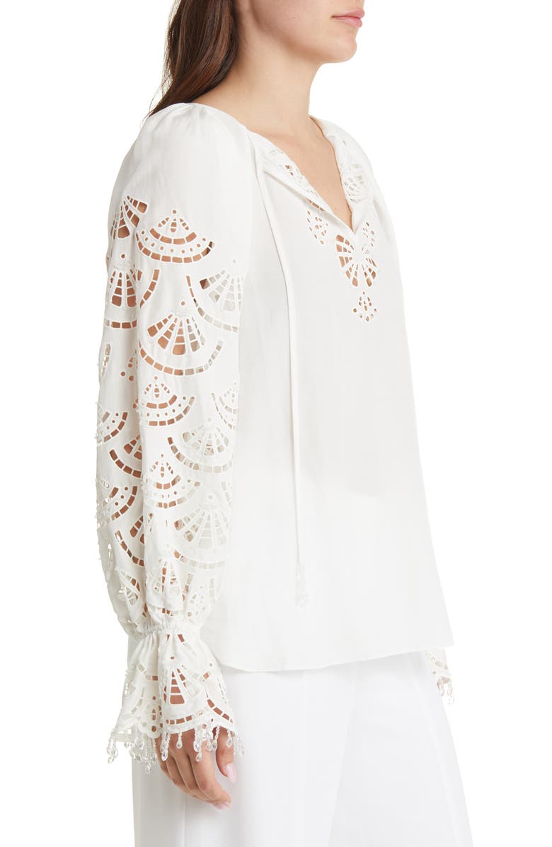 KOBI HALPERIN Simi Embellished Eyelet Peasant Blouse, Alternate, color,