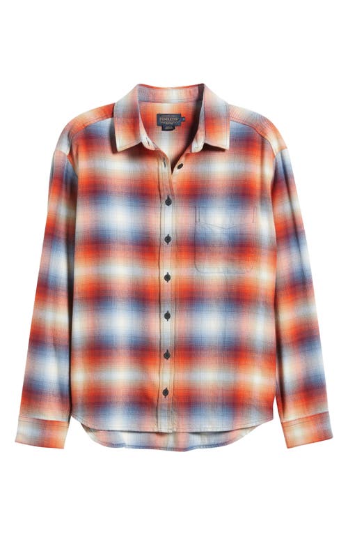 Pendleton Plaid Cotton Flannel Button-up Shirt In Rust Navy Ombre