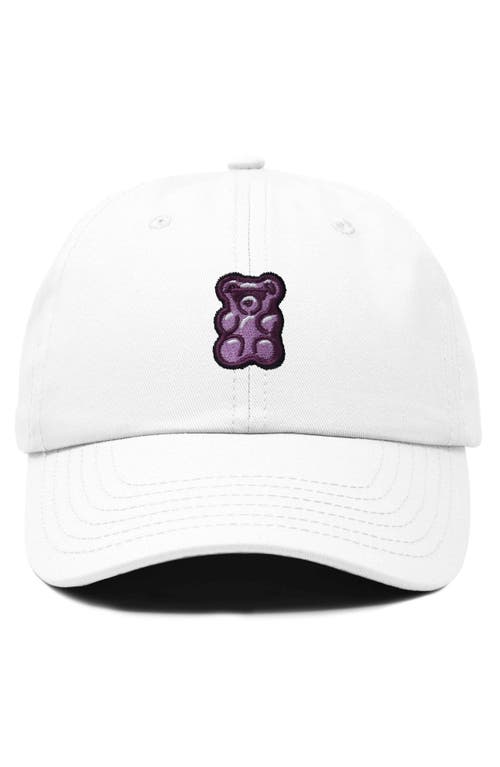 Dalix Purple Gummy Embroidered Cap In White
