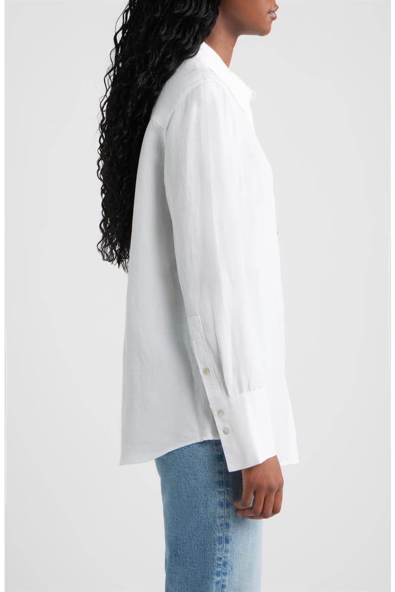 Knox Linen Blend Button-Up Shirt, Alternate, color, WHITE