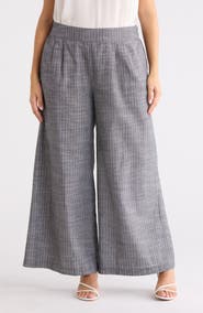 Renee C Stripe Cotton & Linen Wide Leg Pants