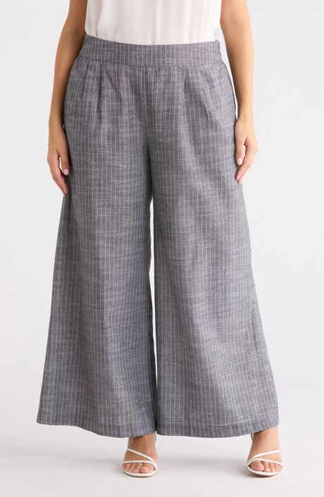 Renee C Stripe Cotton & Linen Wide Leg Pants