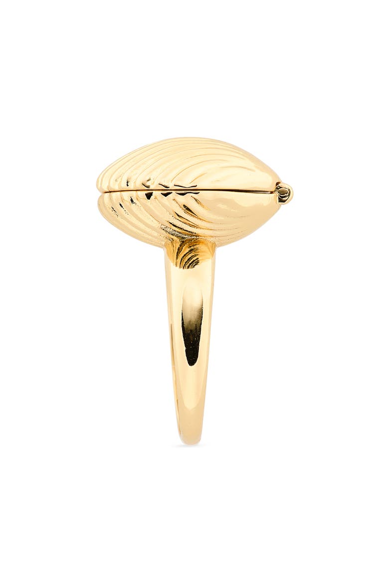 Seashell & Faux Pearl Ring, Alternate, color, GOLD