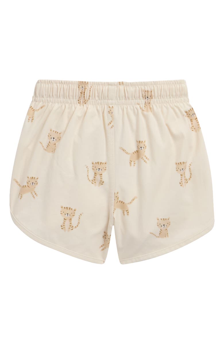 QUINCY MAE Tiger Print UPF 50+ Swim Trunks, Alternate, color, Natural