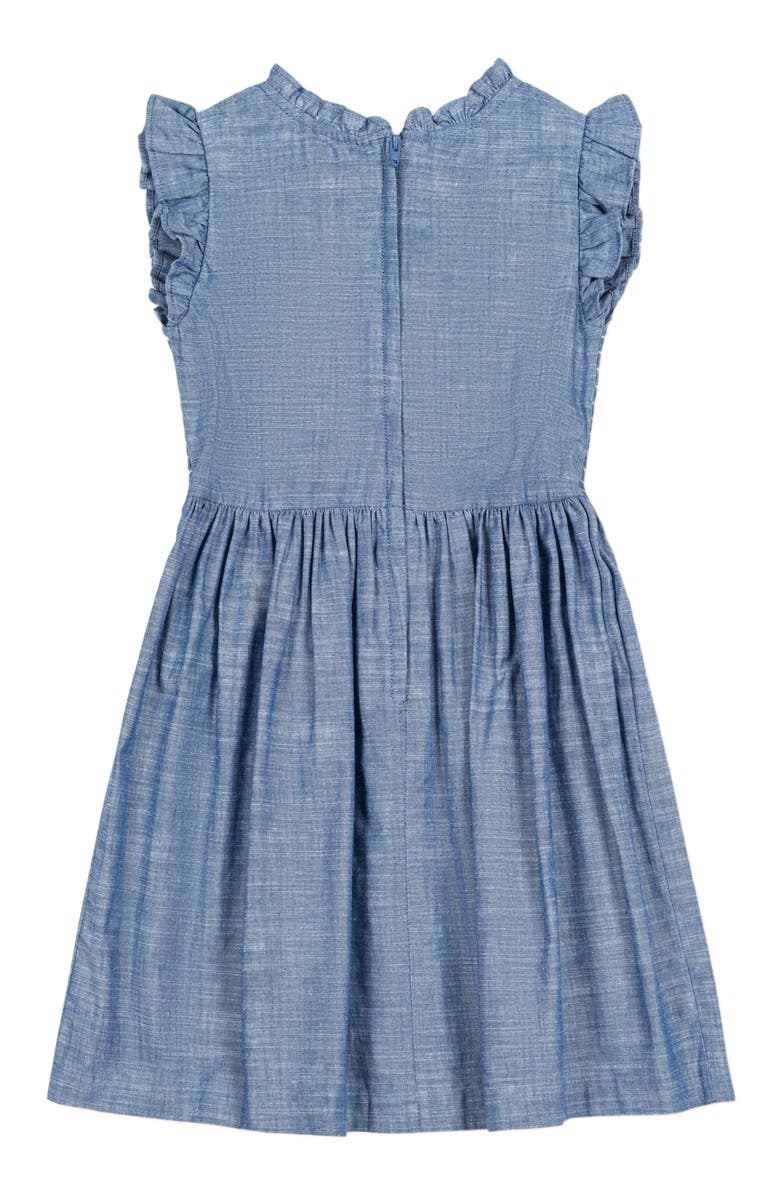 Hope & Henry Baby Girls' Organic Flutter Smocked Chambray Dress, Infant, Alternate, color, 