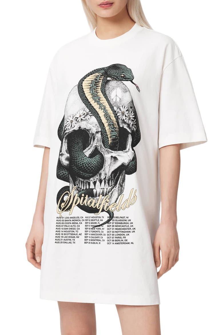 Snakehead Graphic T-Shirt Dress, Alternate, color, CHALK WHITE