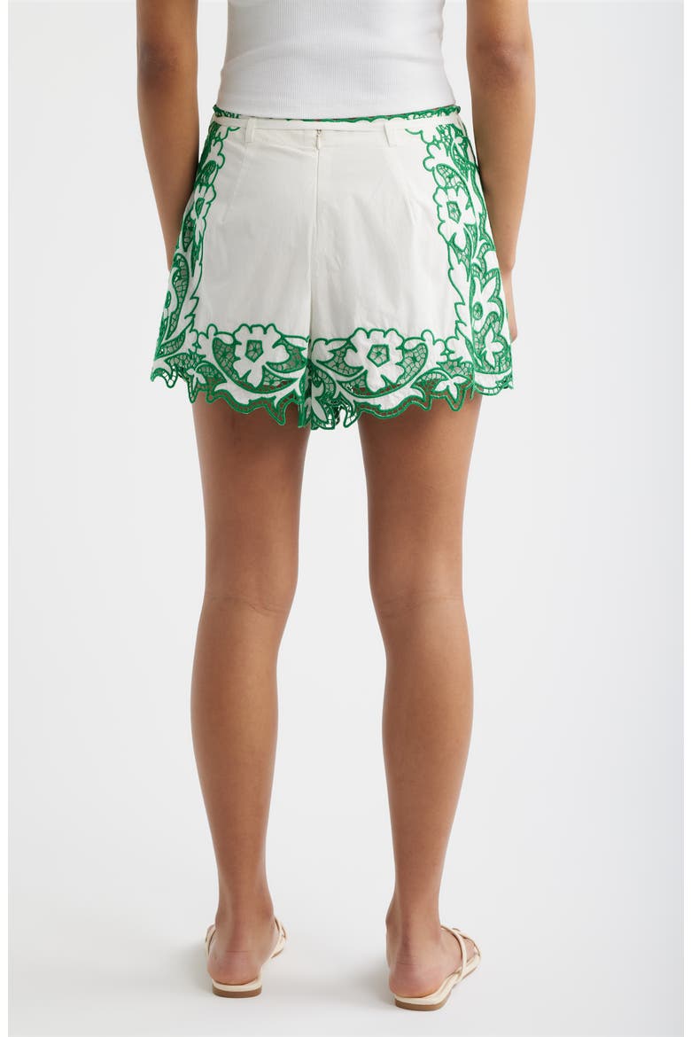 Trinity Embroidered Shorts, Alternate, color, WHITE-GREEN