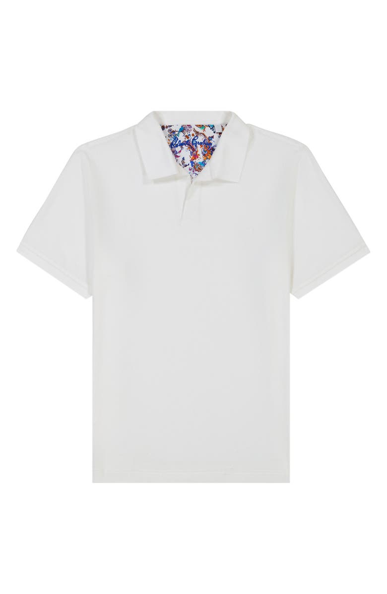 Robert Graham Pelman Cotton Terry Johnny Collar Polo, Alternate, color, White