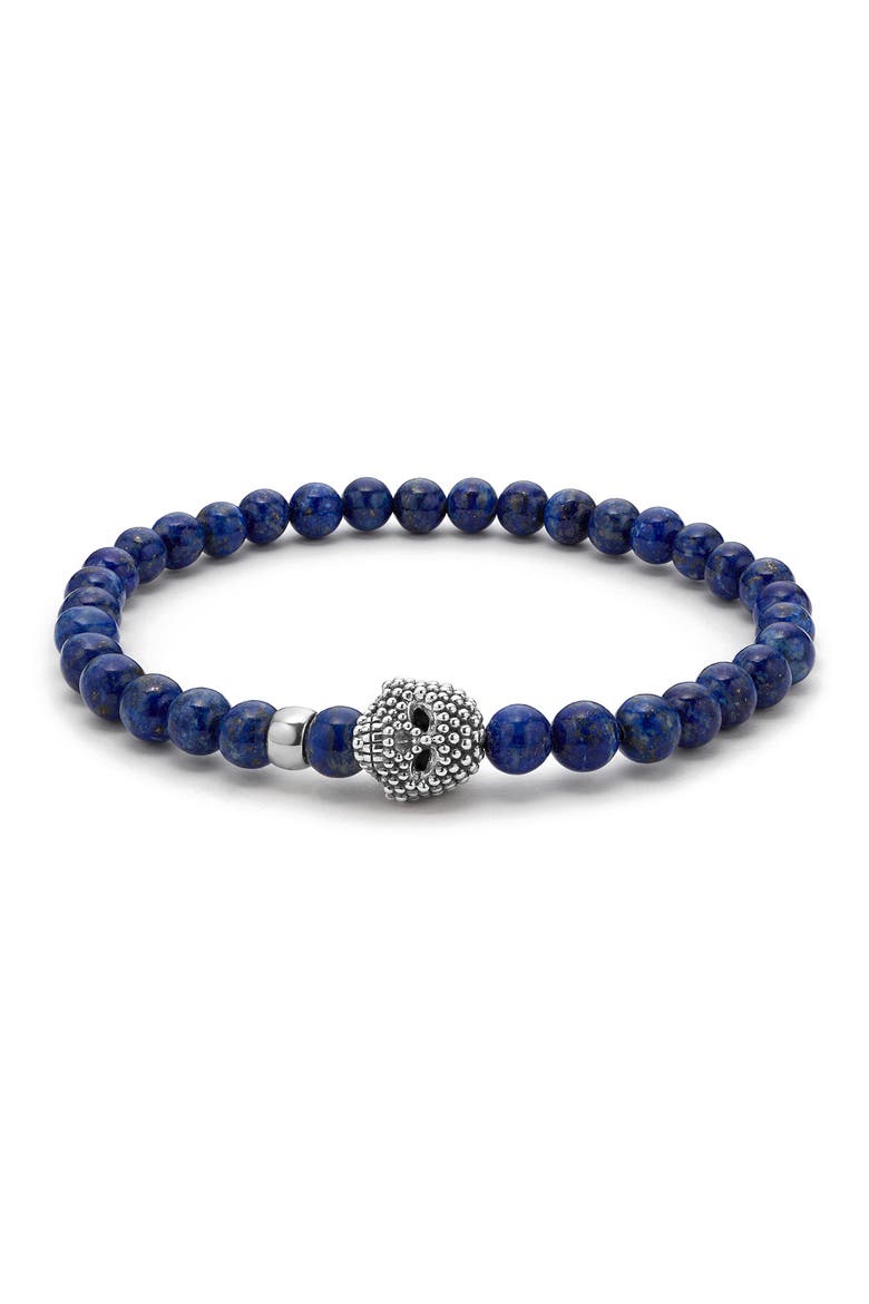 Men's Anthem Lapis Skull Stretch Bracelet, Main, color, LAPIS