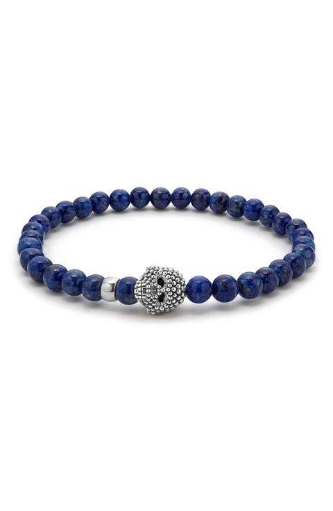 Men's Anthem Lapis Skull Stretch Bracelet