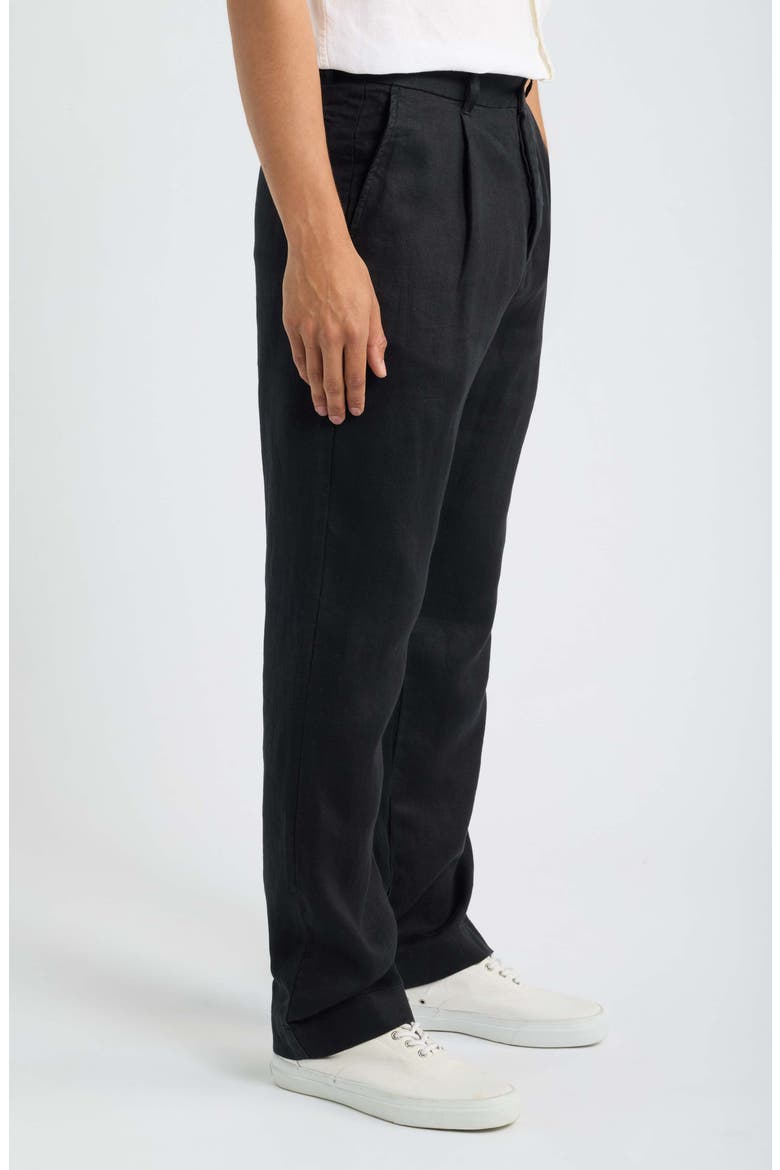 Alta Pleated Linen Trousers, Alternate, color, NIGHT