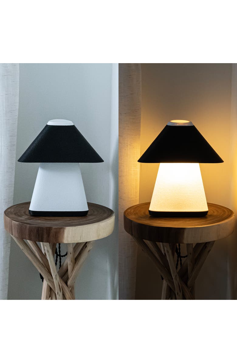 JONATHAN Y Enzo 11.63" Modern Contemporary Plant-Based PLA 3D Printed Dimmable LED Table Lamp, White/Black, Alternate, color, White/Black With White Shade