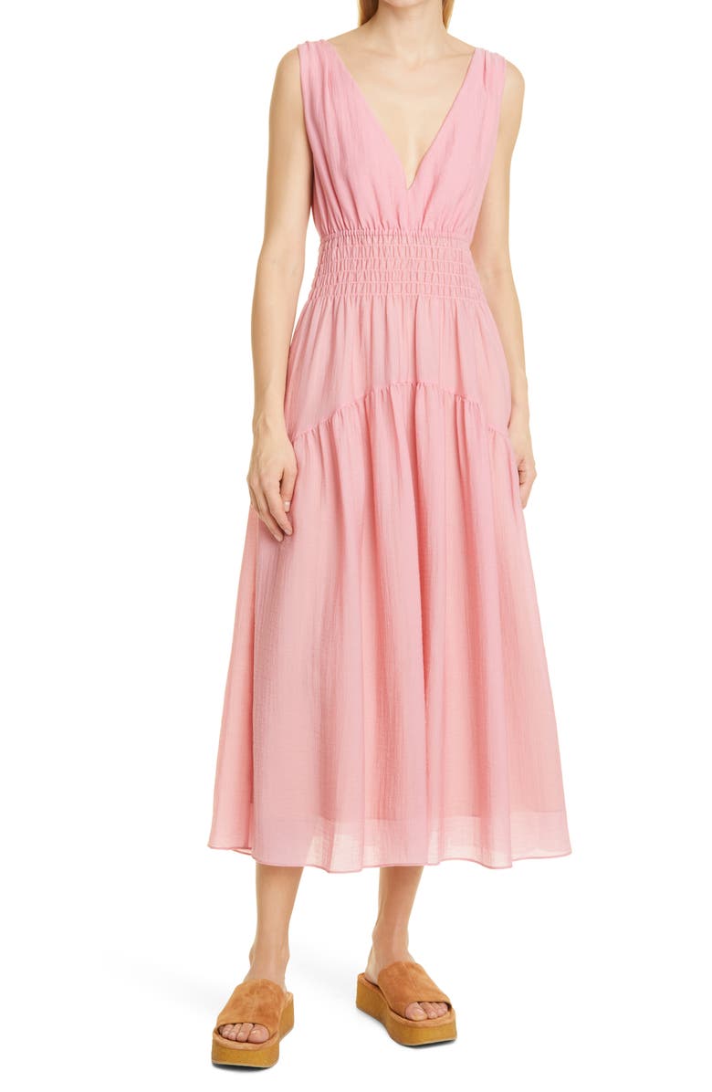 Vince V-Neck Sleeveless Dress, Alternate, color, Rosetta
