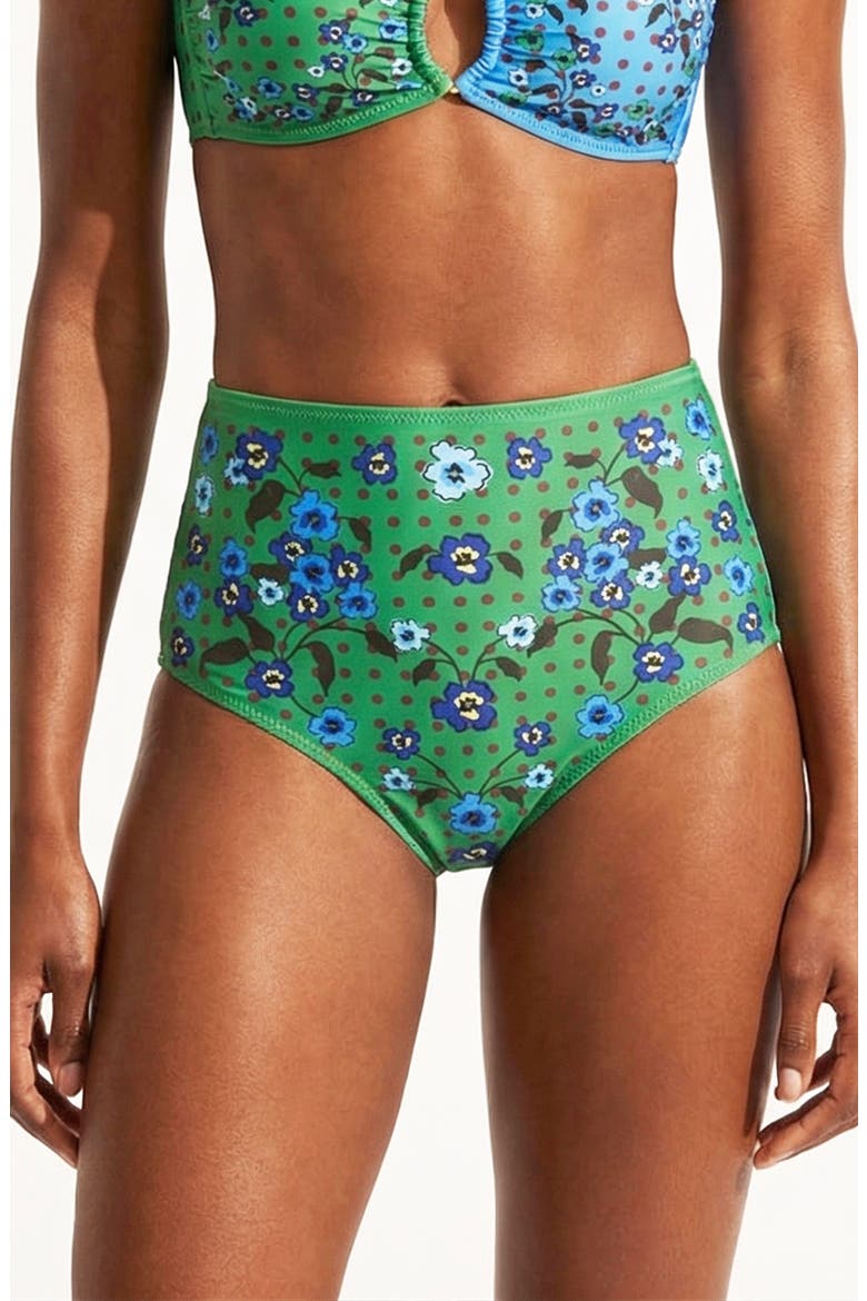 Polka Bloom Reversible Bikini Bottom, Main, color, Green