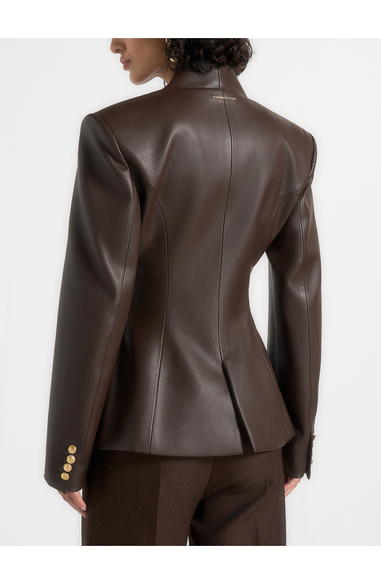 Manière De Voir Ina Leather Cinched Waist Kimono Blazer, Alternate, color, Brown