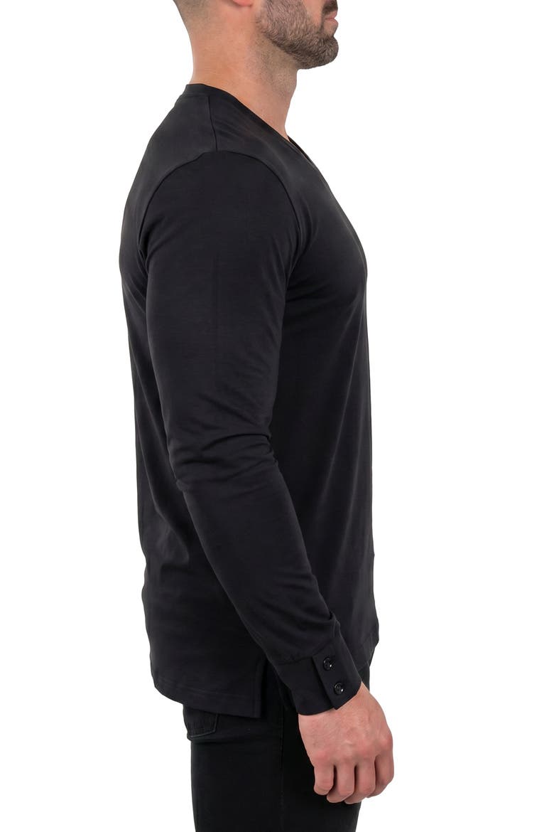 Rissa Long Sleeve V-Neck T-Shirt, Alternate, color, BLACK