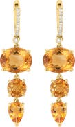 EFFY 14K Yellow Gold Diamond Accent Citrine Drop Earrings