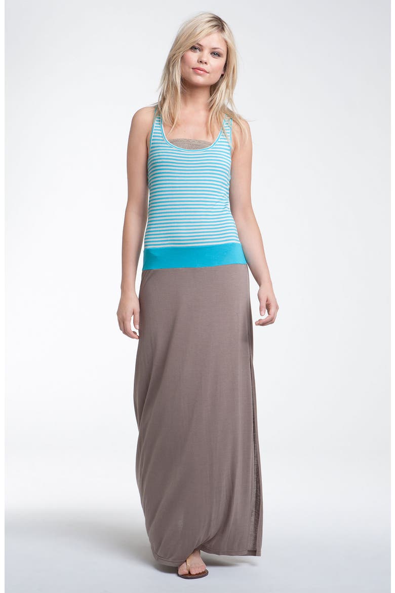 Stripes & Solids Maxi Dress, Main, color, AQUA- PLUMMAGE COMBO