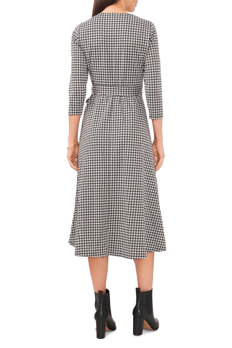 Houndstooth Check Jacquard Midi Dress, Alternate, color, BLACK/ WHITE