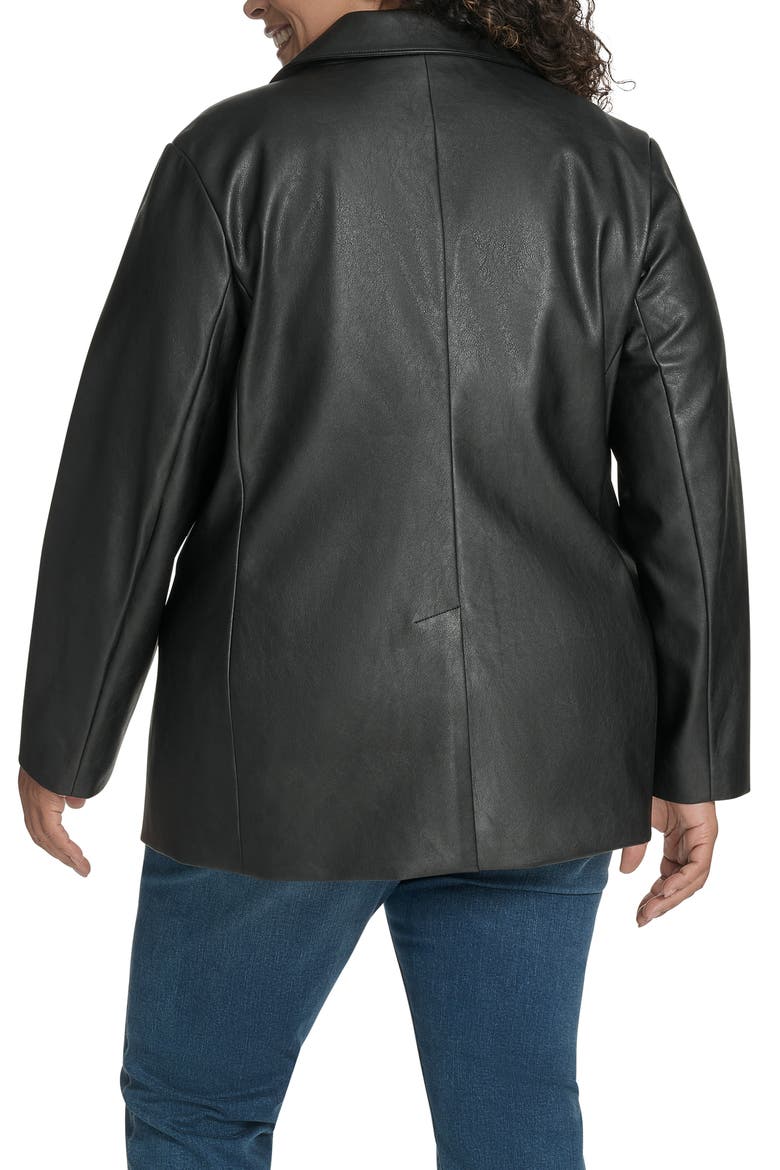 Faux Leather Blazer, Alternate, color, BLACK