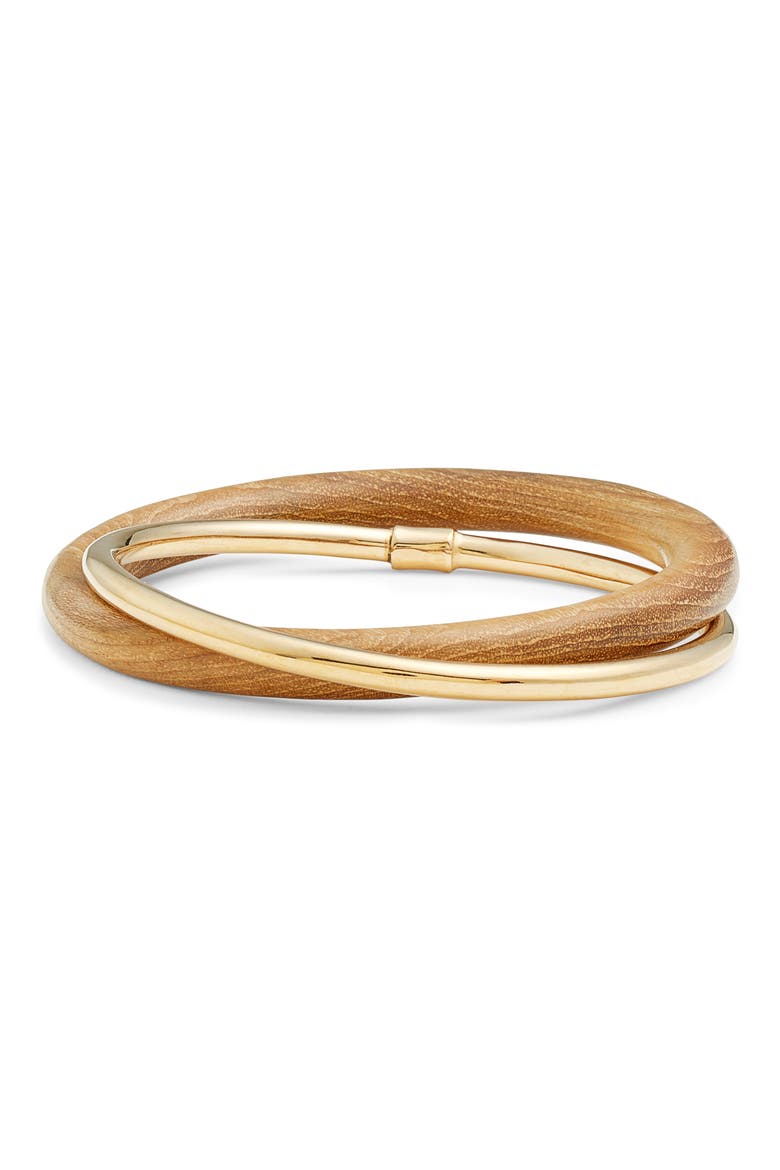 Interlocked Bangle, Main, color, GOLD/ WOOD