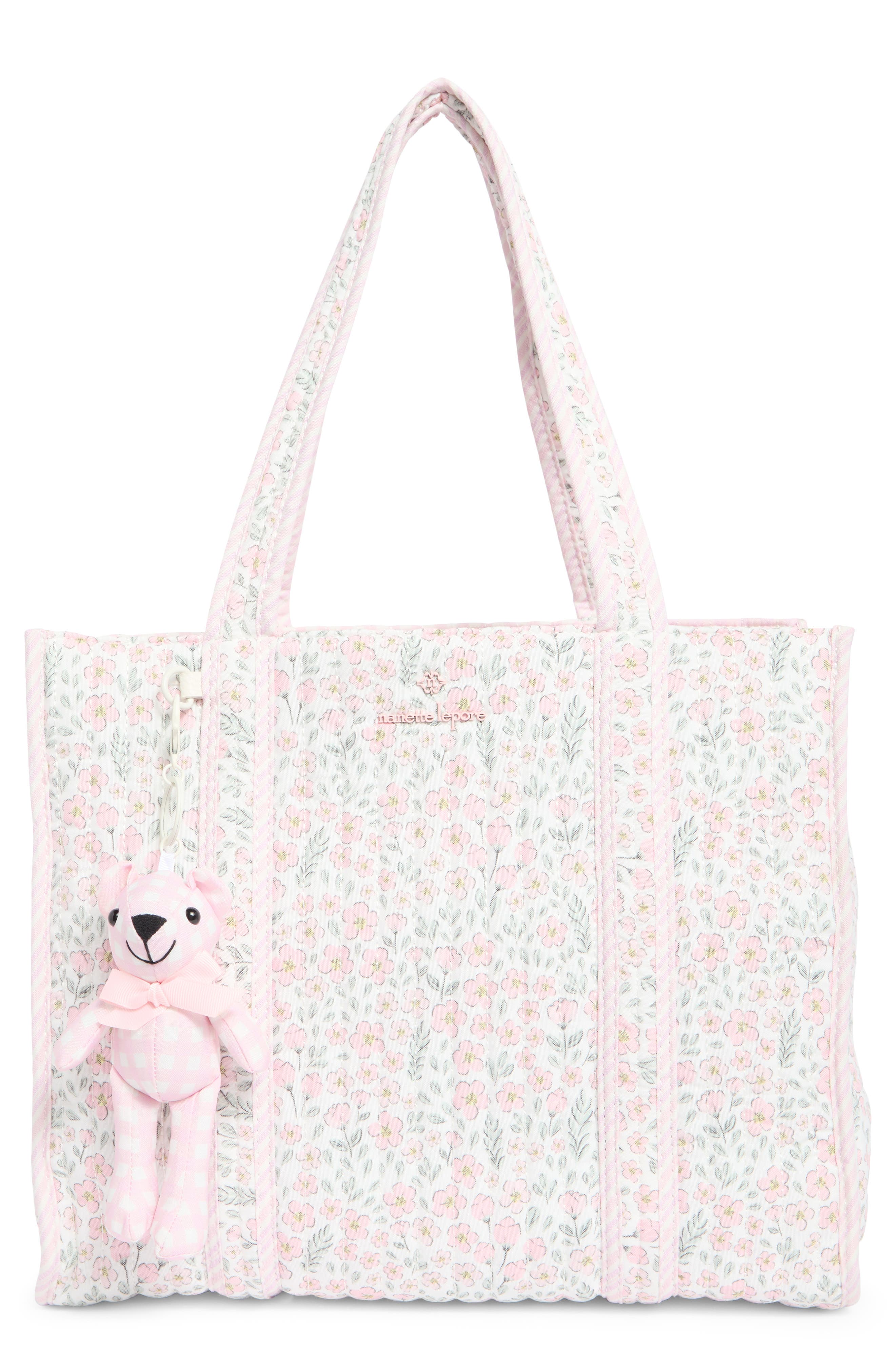 Nanette Lepore Floral Quilted Tote with Bear Charm & Crossbody Bag