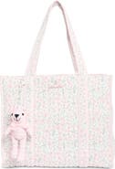 Nanette Lepore Floral Quilted Tote with Bear Charm & Crossbody Bag