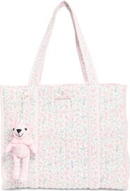 Nanette Lepore Floral Quilted Tote with Bear Charm & Crossbody Bag