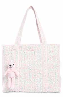Nanette Lepore Floral Quilted Tote with Bear Charm & Crossbody Bag