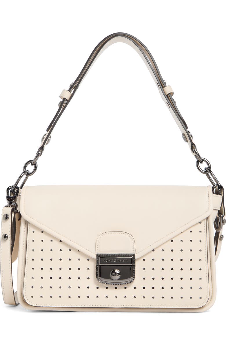 Longchamp Mademoiselle Medium Leather Satchel, Main, color, Ivory