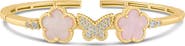 CZ by Kenneth Jay Lane CZ Pavé Butterfly & Clover Flex Bracelet