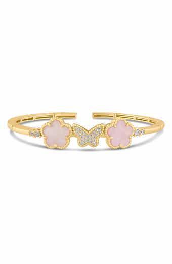 CZ Pavé Butterfly & Clover Flex Bracelet