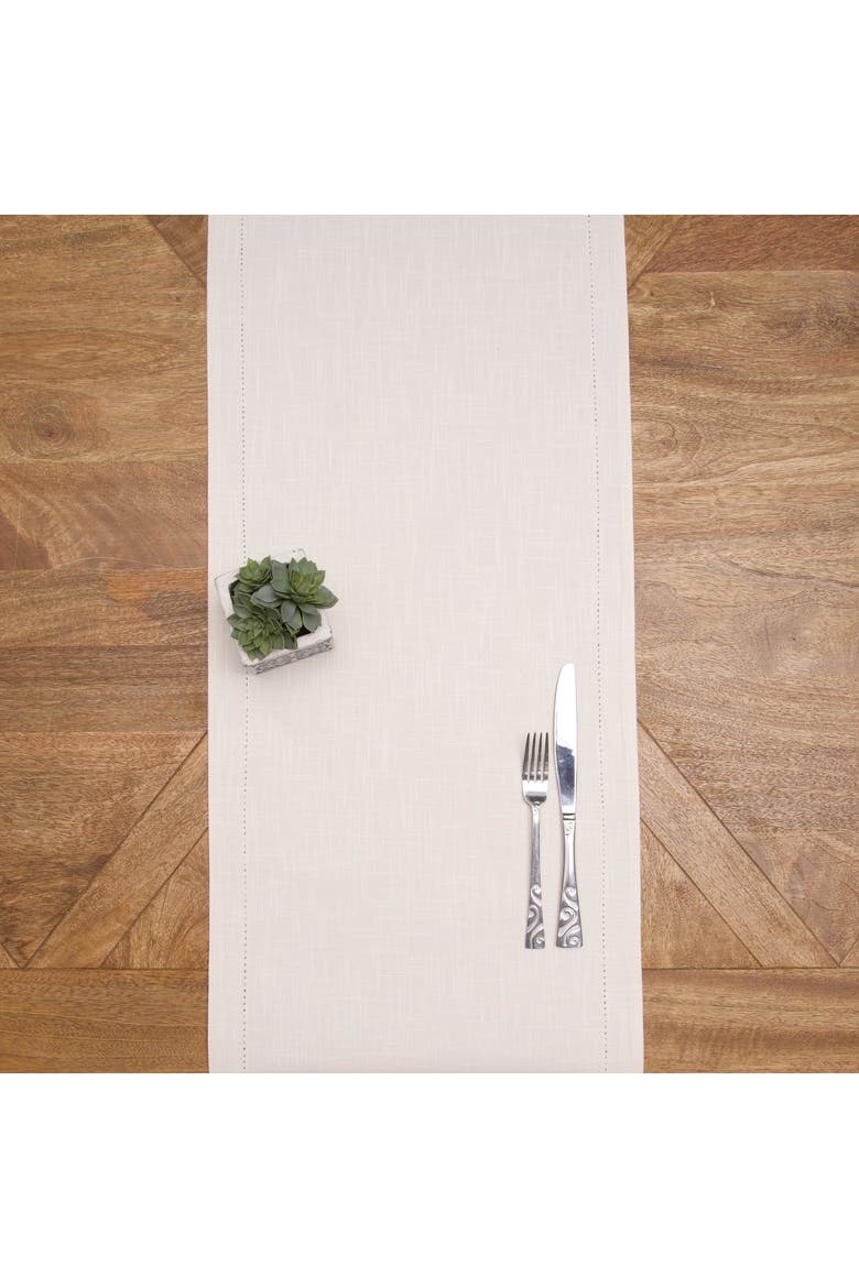 Hemstitch Solid Natural 100% Cotton Cloth Table Runner 14" x 72", Alternate, color, Beige