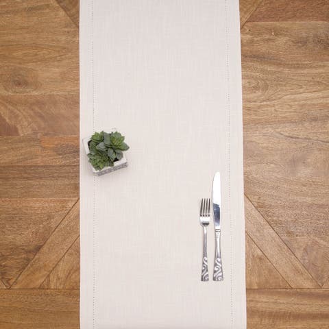 Hemstitch Solid Natural 100% Cotton Cloth Table Runner 14" x 72"