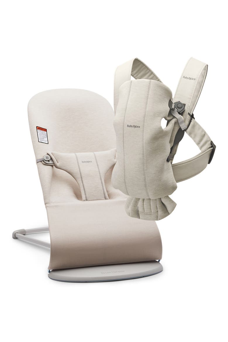 Bouncer Bliss Convertible Jersey Baby Bouncer & Baby Carrier Mini Bundle, Main, color, LIGHT BEIGE