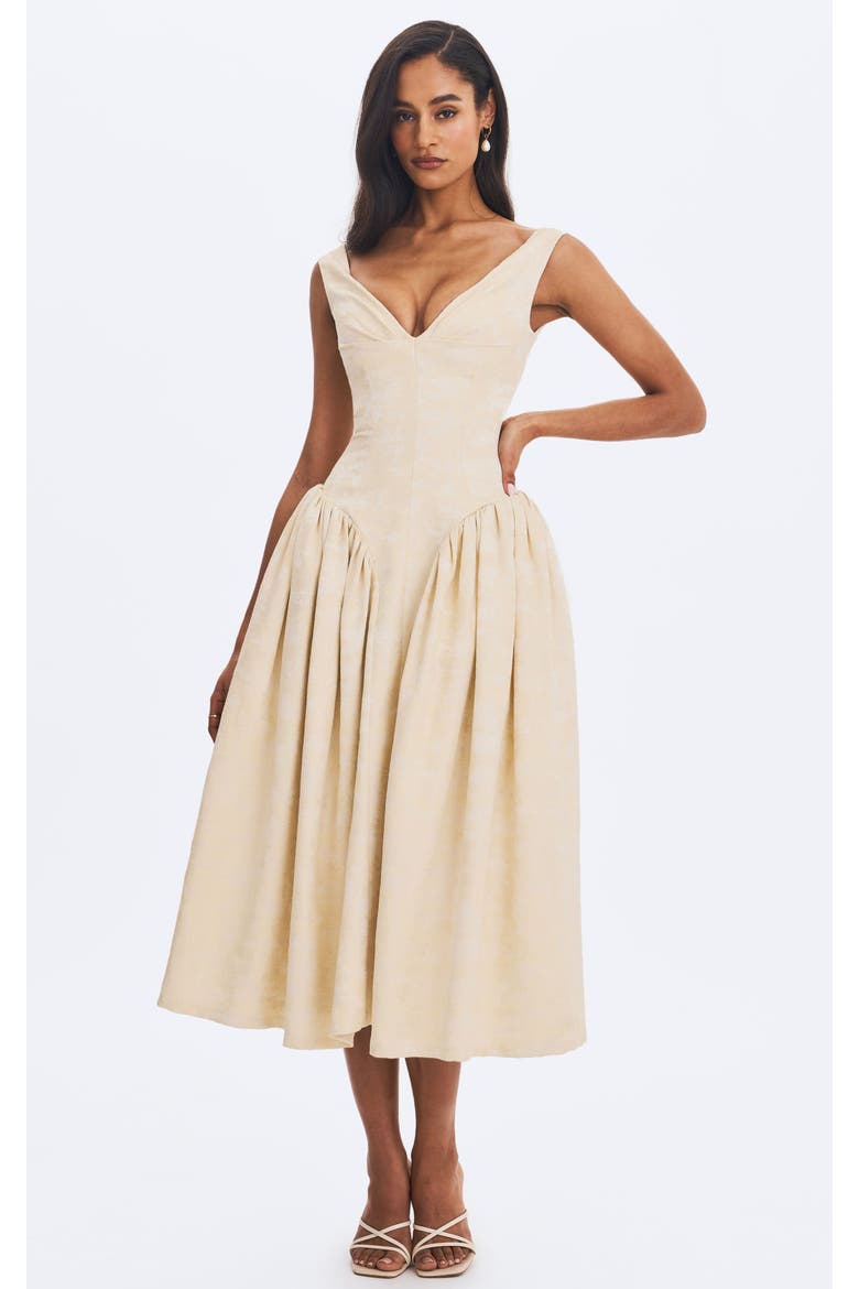 Chelsea Ruched Bust Sweetheart Midi Dress, Main, color, Ivory