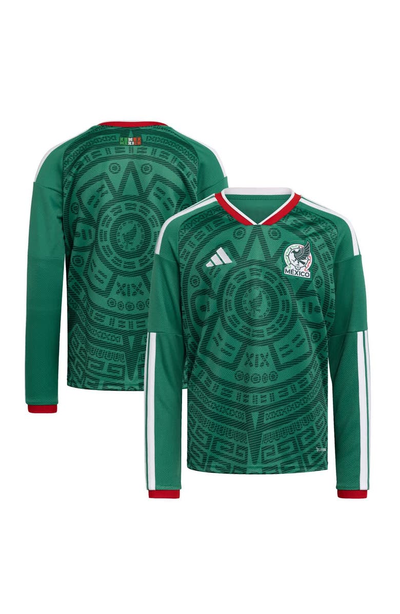 adidas Youth adidas  Green Mexico National Team FIFA x World Cup 2026 Home Replica Long-Sleeve Jersey, Main, color, Green
