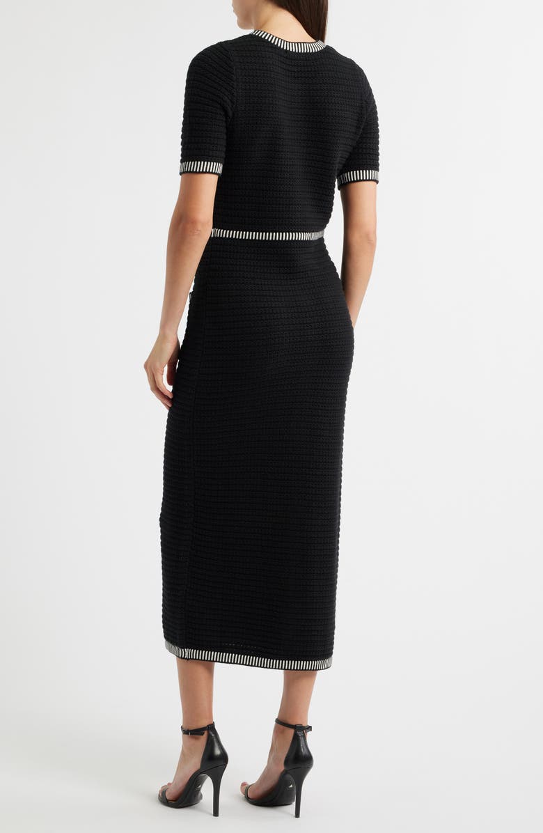 ZOE AND CLAIRE Short Sleeve Structured Sweater Dress, Alternate, color, Black