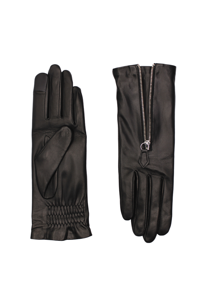 Agnelle Jane Lambskin Glove Lined in Cashmere with a Zipper, Main, color, Tnoir