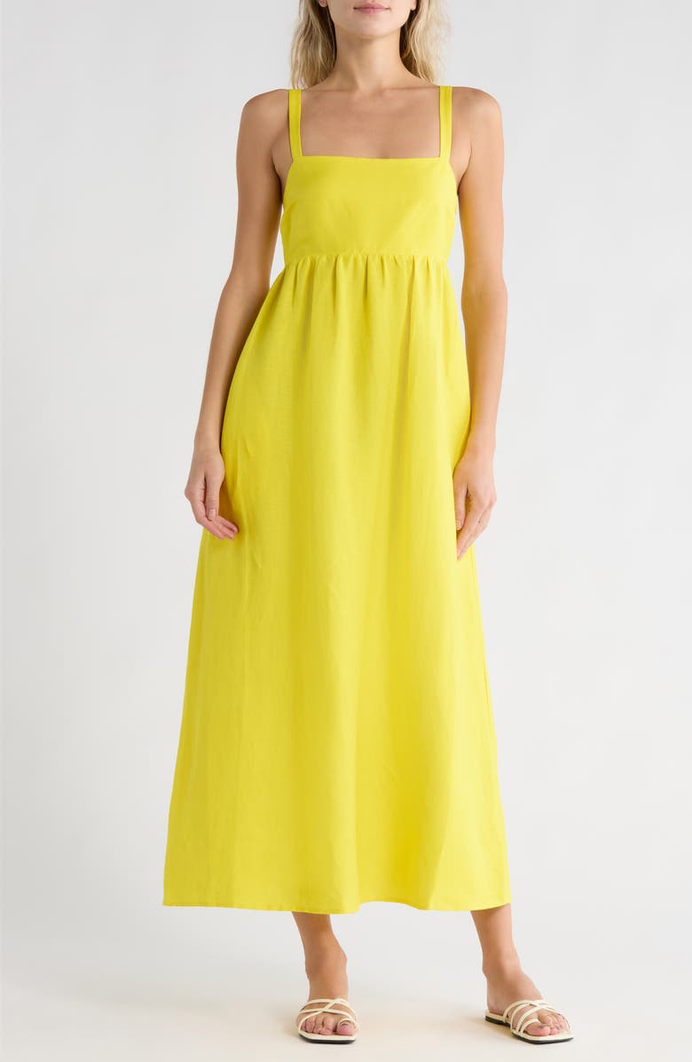 L'AGENCE Jeessamy Empire Waist Dress, Main, color, Laser Lemon