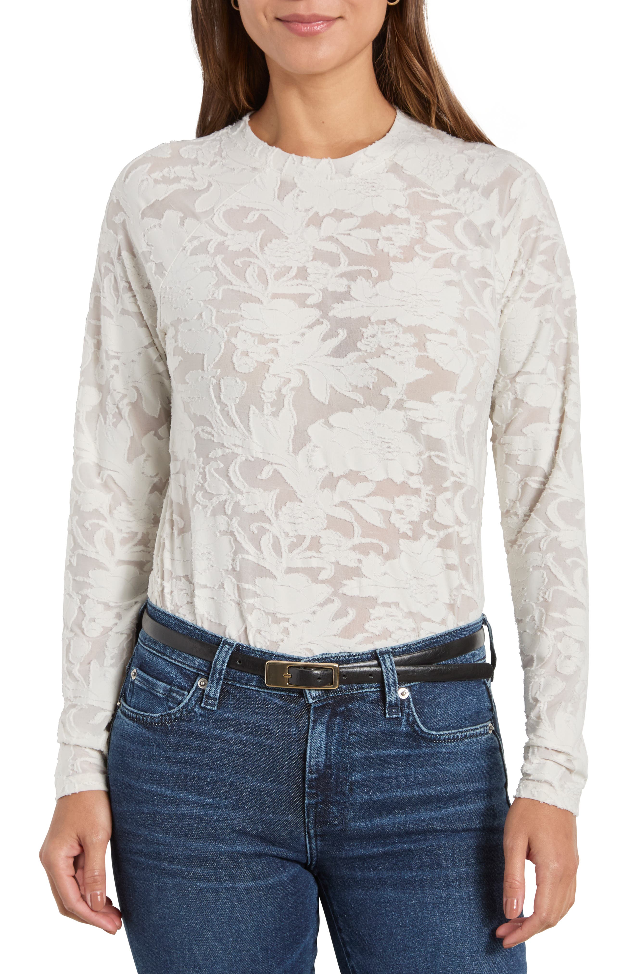 Splendid Cece Floral Semisheer Long Sleeve Top