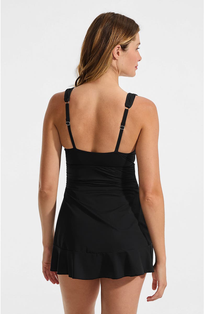 Lands' End SlenderSuit Grecian Mini Swim Dress, Alternate, color, Black